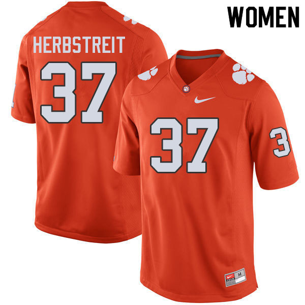 Women #37 Jake Herbstreit Clemson Tigers College Football Jerseys Sale-Orange - Click Image to Close